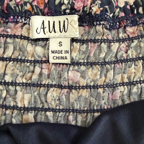 AUW Womens Dark Floral Babydoll Fairy Grunge Mini Dress Size S Coquette - Picture 9 of 9